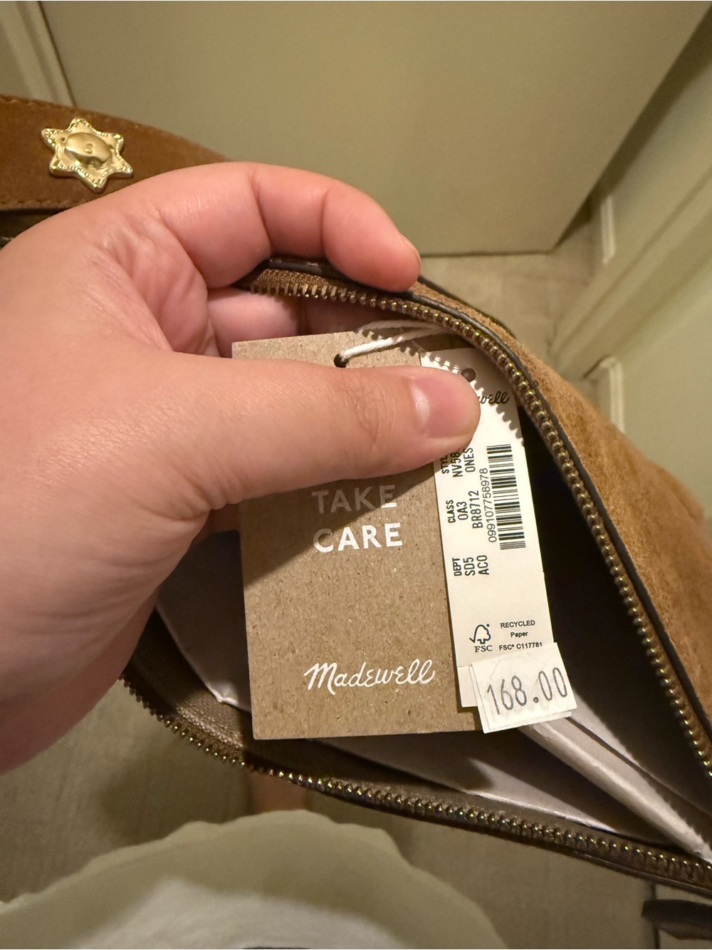 NWT Madewell Brown Suede Shoulder Bag - Picture 5 of 6